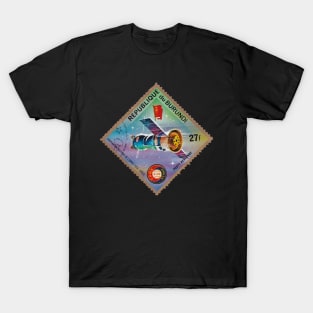 RUSSIA USA Space Themed Vintage Postal Stamp T-Shirt